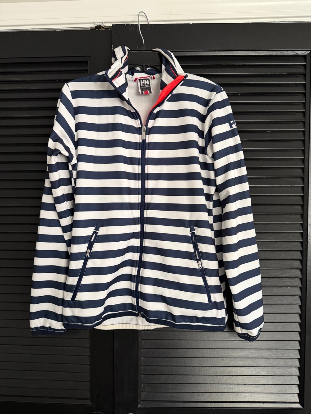 Helly Hansen Wonens Navy and White Striped Jacket with Red Trim